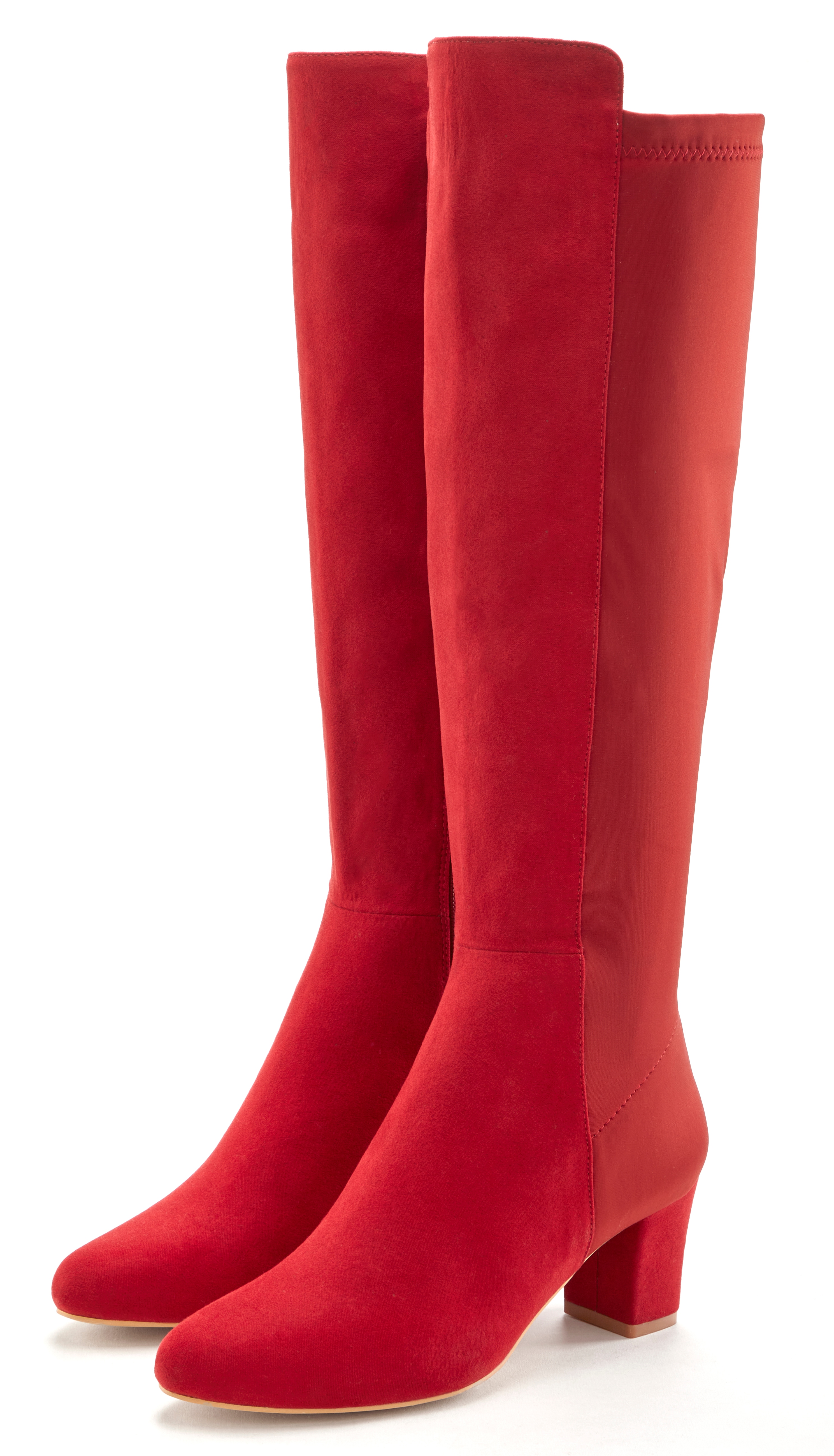 Stiefel LASCANA, Damen, Gr. 39, rot, Obermaterial: 50% Lederimitat, 50% Textilmaterial. Futter: 100% Textilmaterial. Decksohle: 100% Lederimitat. Laufsohle: 100% Synthetik, unifarben, Schuhe, mit Stretcheinsatz und Langschaft, Stiefelette, Langer...