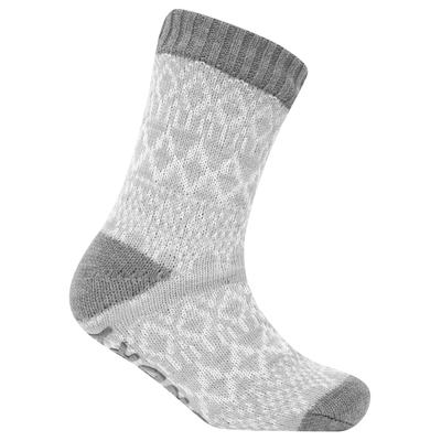 Socks Atlantia Jacquard Fairisle Print Borg Lined Chunky Knit Slipper Socks in Grey / One Size - Tokyo Laundry