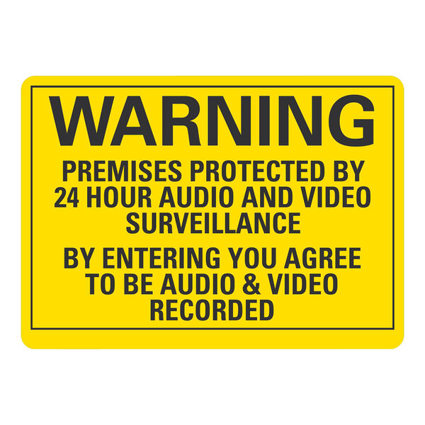 Lavex 10" x 7" Engineer-Grade Reflective Aluminum "Warning / Premises Protected By 24 Hour Audio And Video Surveillance / By Entering You Agree To Be Audio & Video Recorded" Sign