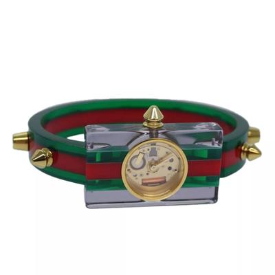 Gucci Accessories | Gucci Skeleton Web Sherry Line Watches Plastic Red Green Auth Ki4839 | Color: Green/Red | Size: W1.0 X H1.6inch