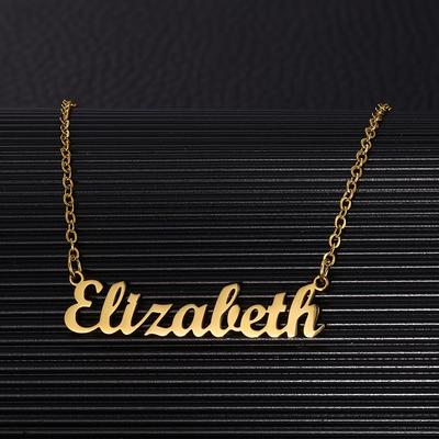 TEMU Personalized Custom Name Necklace - Golden Cursive Script On Delicate Chain, Elegant Minimalist Unisex Jewelry For Casual Attire & Gift Giving, Year-round Versatile Accessory Image
