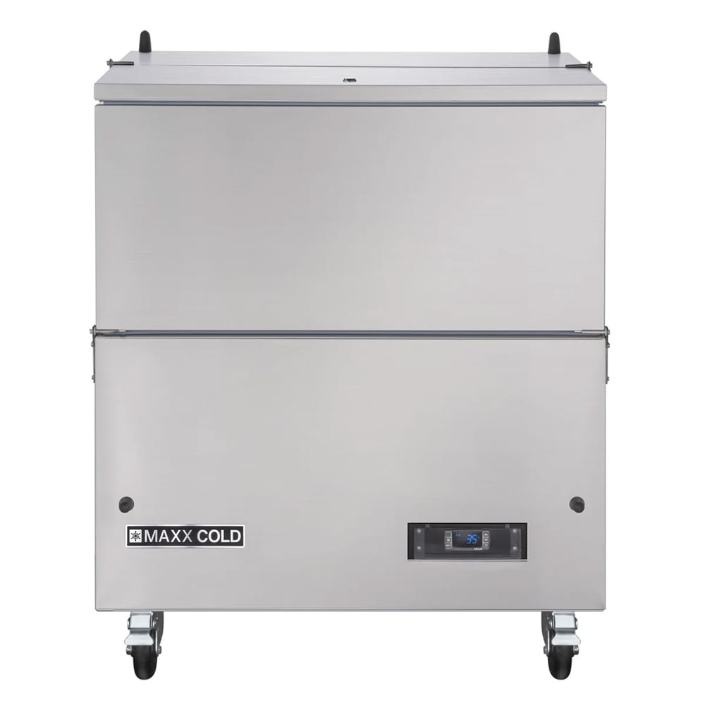 Maxx Cold MXMC34HC X-Series Milk Cooler w/ Top & Side Access - 512 Half Pint Carton Capacity, 115v, Silver