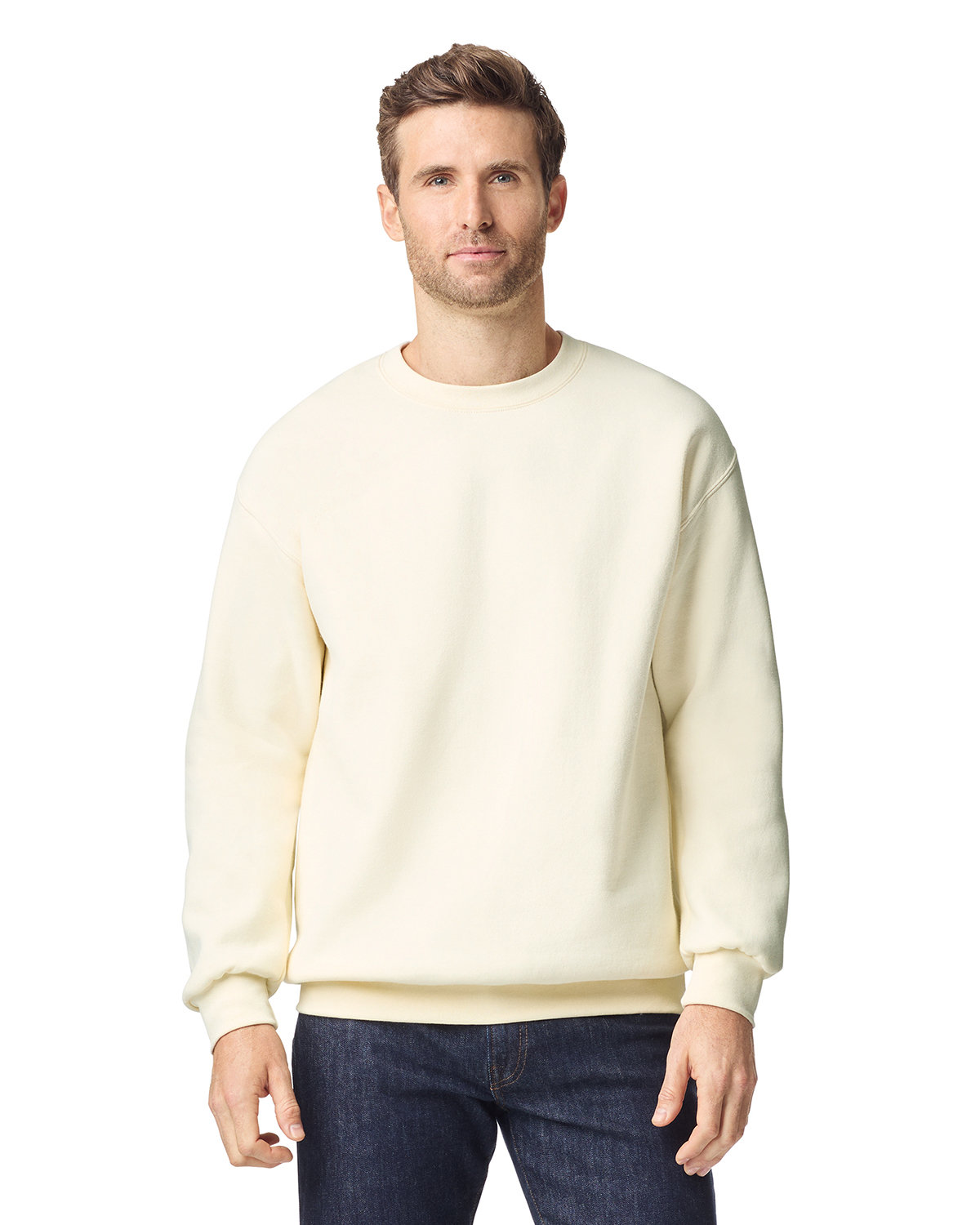 Gildan G190 Hammer Maxweight Crewneck Sweatshirt in Off White size Large | 75% us cotton, 25% recycled polyester