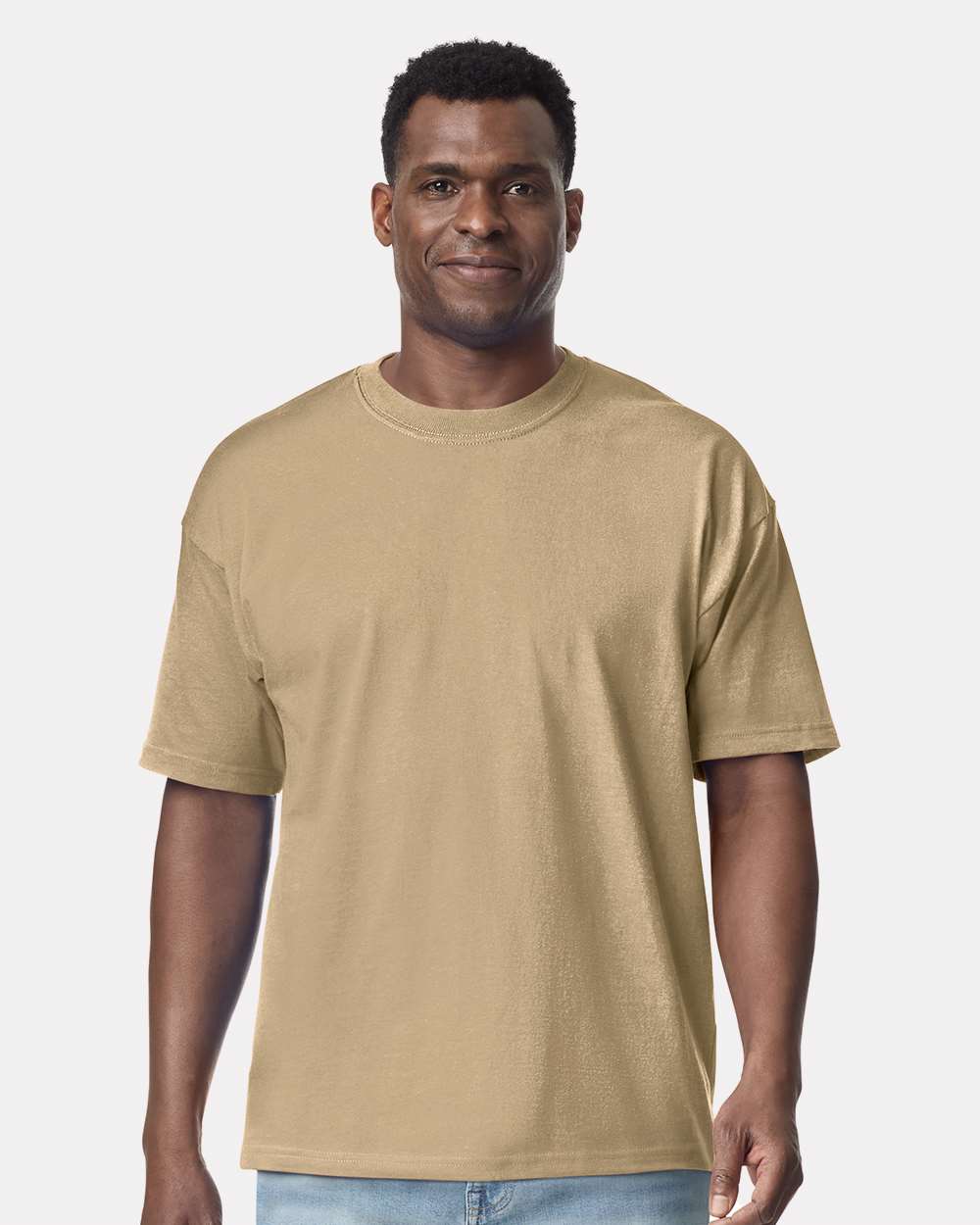 Gildan G750 Hammer Maxweight T-Shirt in Tan size 2XL | ring spun cotton