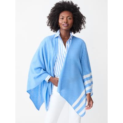 J.McLaughlin Women's Veronique Cashmere Wrap in Stripe Medium Blue/Off White