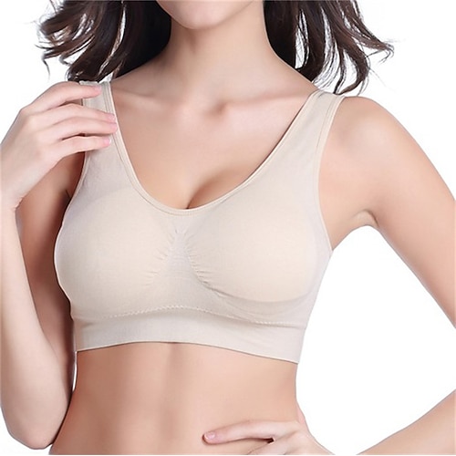 Damen BH-Oberteil Unterwäsche BH-Top Bequem Atmungsaktiv Stoßfest Herausnehmbare Polsterung Drahtlos Einfach Sport Sportkleidung Hellrosa Hellblau Yoga Fitness Leger Image