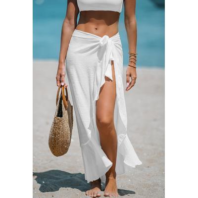 Sheer Ruffled Maxi Cover-Up Sarong