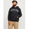 Hoodie "JJECALEB VARSITY SWEAT HOOD NOOS PLS", Herren, Gr. 6XL, schwarz, Sweatware, Obermaterial: 70% Baumwolle, 30% Polyester, JACK & JONES PLUSSIZE, unifarben, casual, relaxed fit normal, Langarm Rippbündchen, Sweatshirts