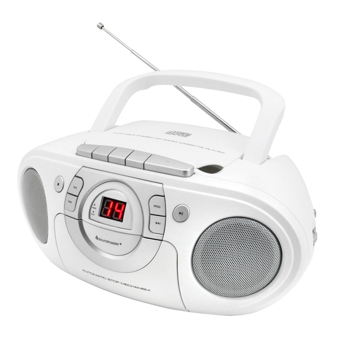 Soundmaster SCD5100WE tragbarer CD-Player Radio Kassettenspieler AUX-Anschluss