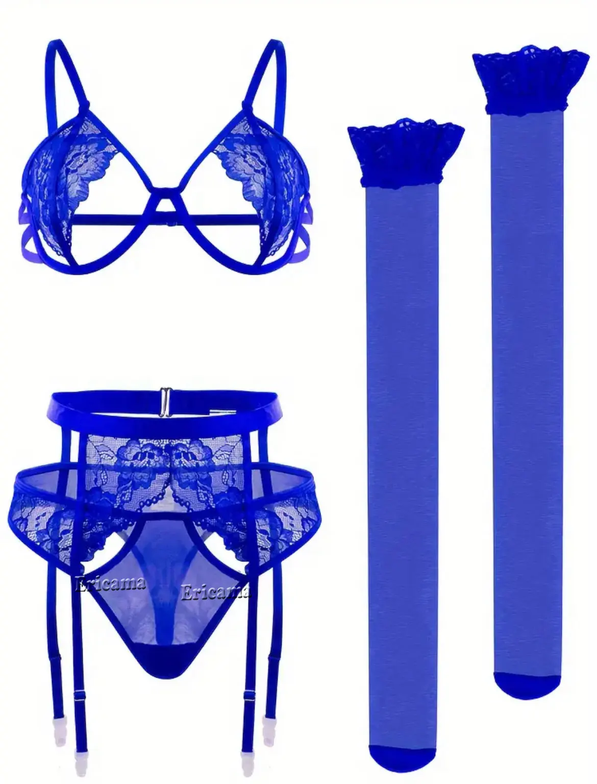 Lingerie sexy Donna Biancheria intima trasparente in pizzo Set di slip e slip Kit reggiseno Push Up Breves Set Lingerie erotica Set di reggiseni sexy