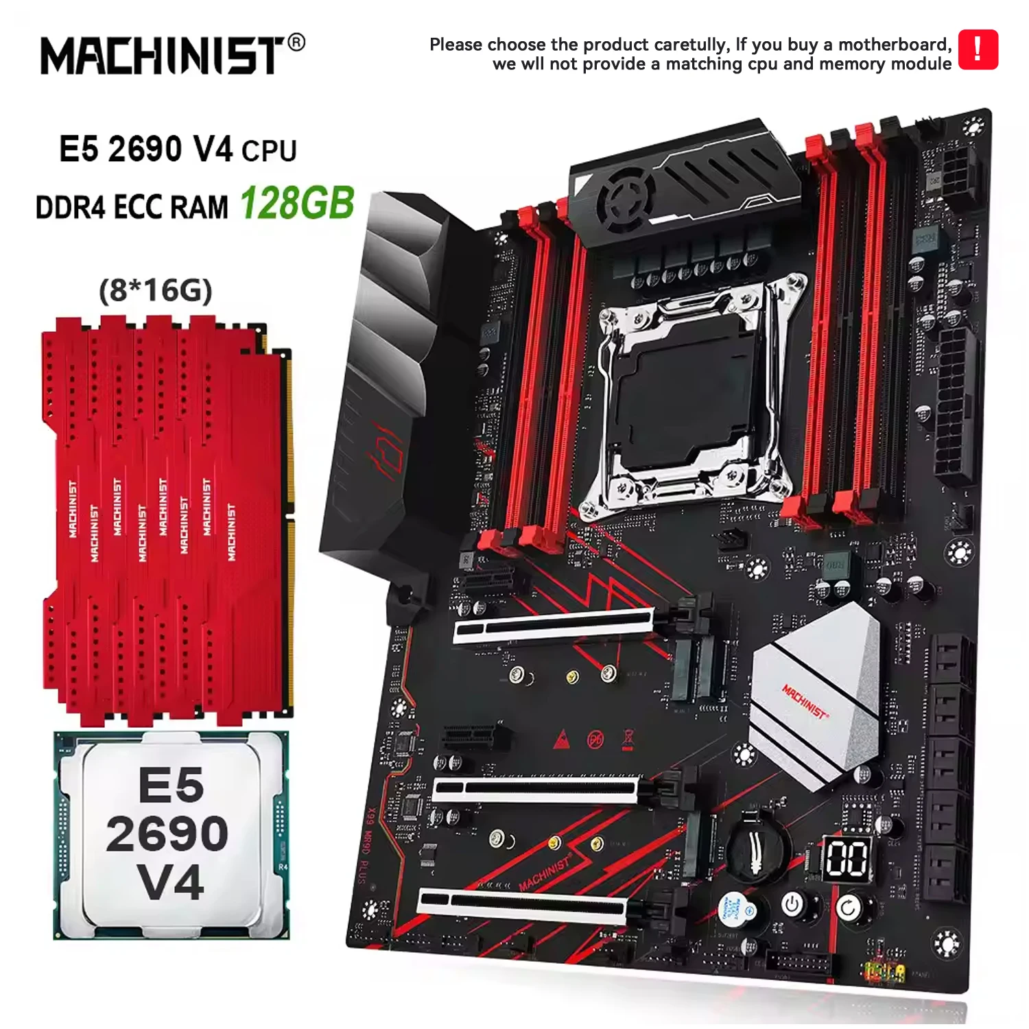 MACHINIST X99 Motherboard LGA 2011-3 Optionales Kit Xeon E5 2690 V4 CPU 8x16GB DDR4 ECC RAM Speicher NVME/SATA M.2 ATX MR9D-PLUS Image