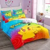 Anime P-Pokemon Bettbezug-Set, P-Pokemon Bettwäsche-Set, Pika-chu Bettbezug-Set, süße Queen-Size-Größe