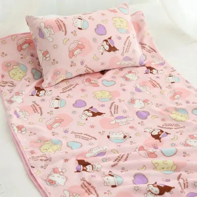 Sanrio Comfortable Blanket Kuromi My Melody Cinnamoroll Lovely Warm Flannel Blanket Pillowcase Bedspread Sofa Bed Gifts Girl