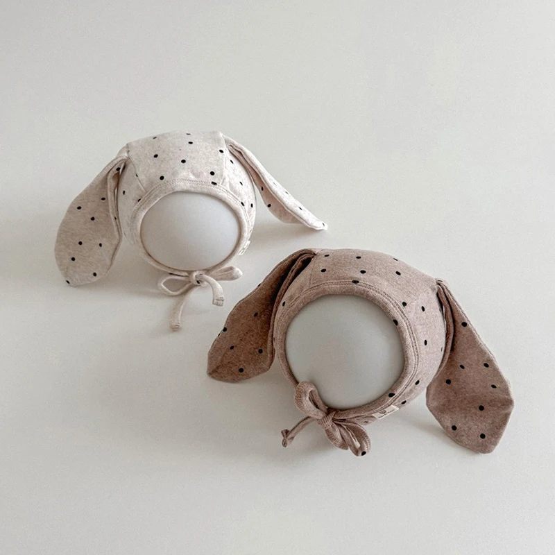 Niedliche Punkt Baby Motorhaube Hut langes Ohr Kaninchen Säugling Mädchen Junge Kappe Frühling Herbst warme Gehörschutz Ohren schützer Mütze Image