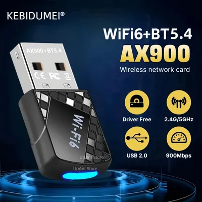 WiFi 6 AX900 Bluetooth 5.4 WiFi USB-Adapter Wireless Dual Band 2,4 G & 5 GHz Wi-Fi-Antenne USB für