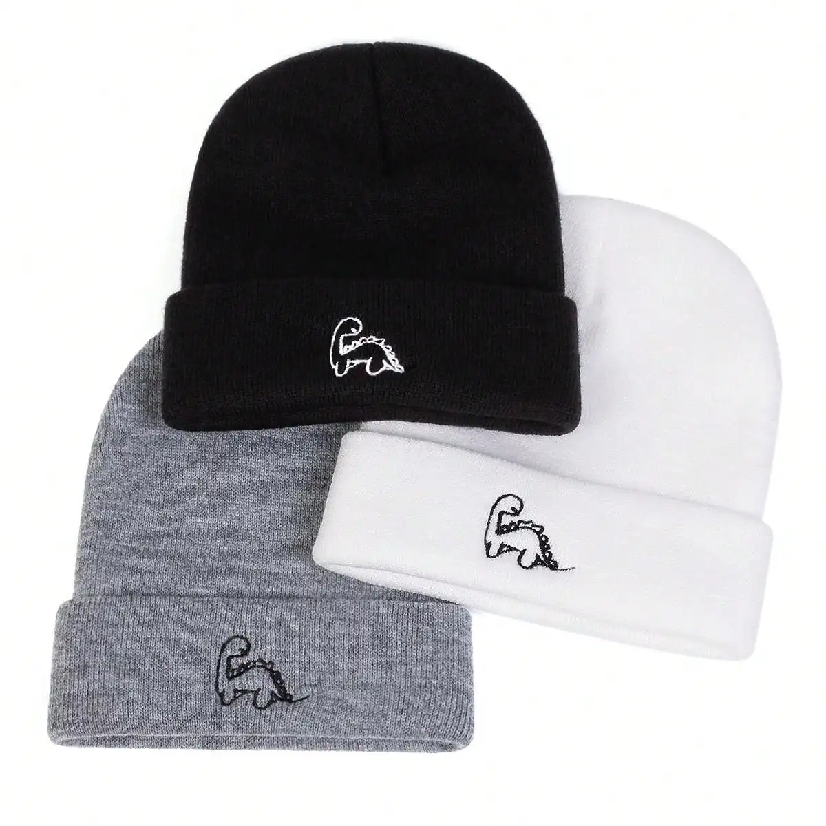 Unisex Little Dinosaurier Stickerei Mützen Herbst Winter Warme Mütze Hip Hop Cap Beanie Mütze Mützen für Damen Herren