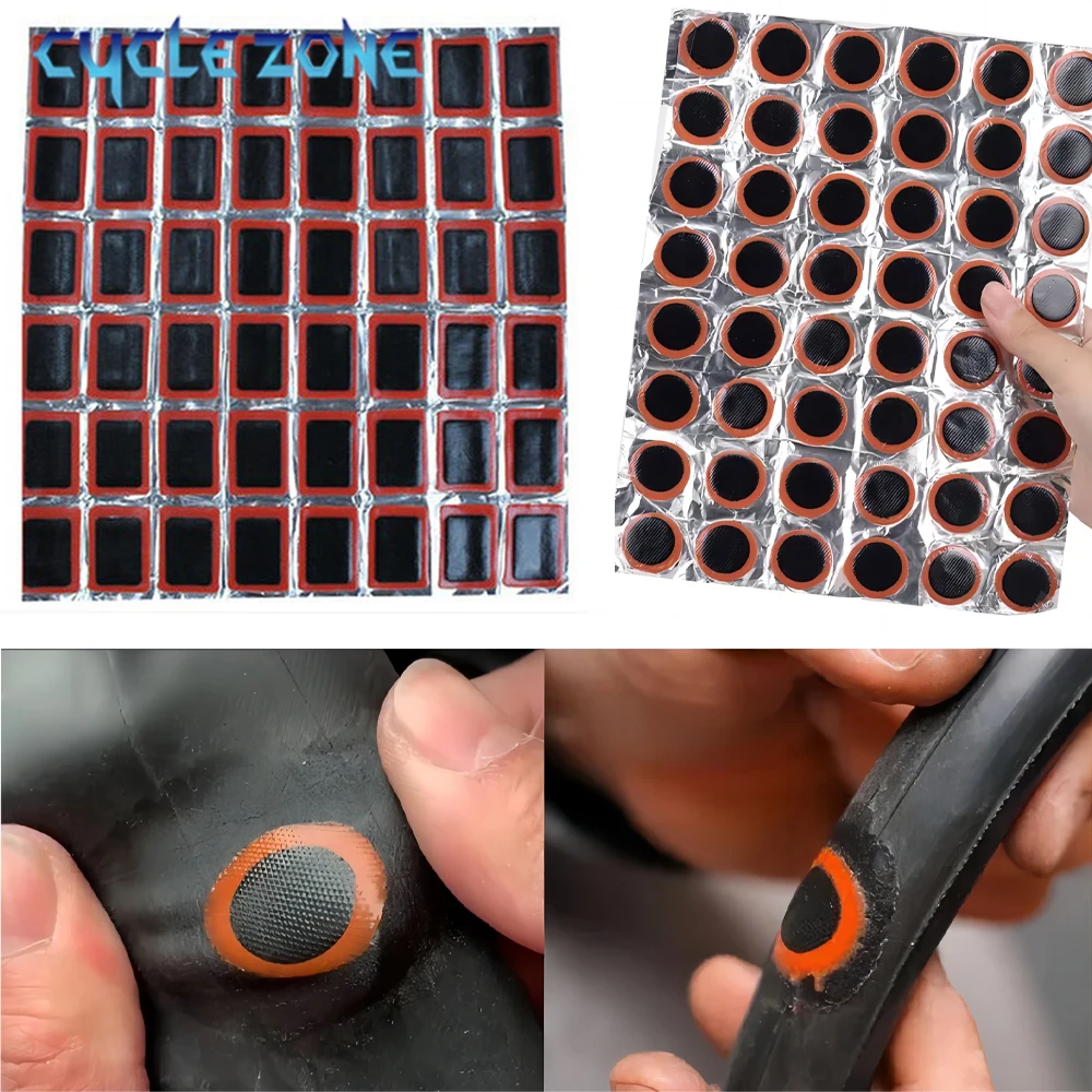 48PCS Fahrrad Reifen Patch Fahrrad Reifen Rohr Punktion Reparatur Gummi Patches Set Innenrohr Schnelle Reparatur Reifen Schutz Patch werkzeug Image