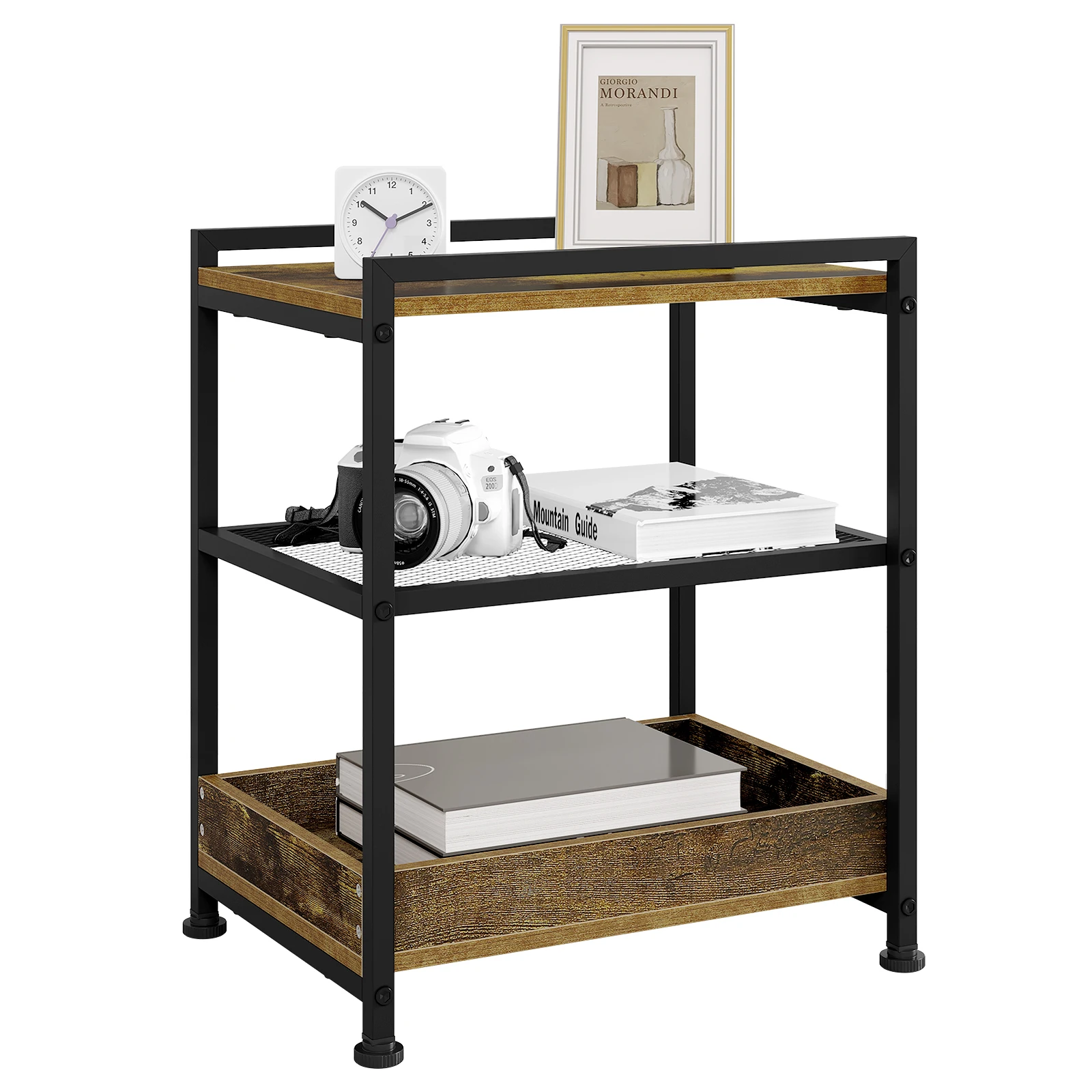 WOLTU 1 x Beistelltisch, kleiner Beistelltisch, 3-stöckiger Couchtisch, rollender Aufbewahrungswagen mit abnehmbarer Platte für Sofa, Wohnzimmer, Aufbewahrung