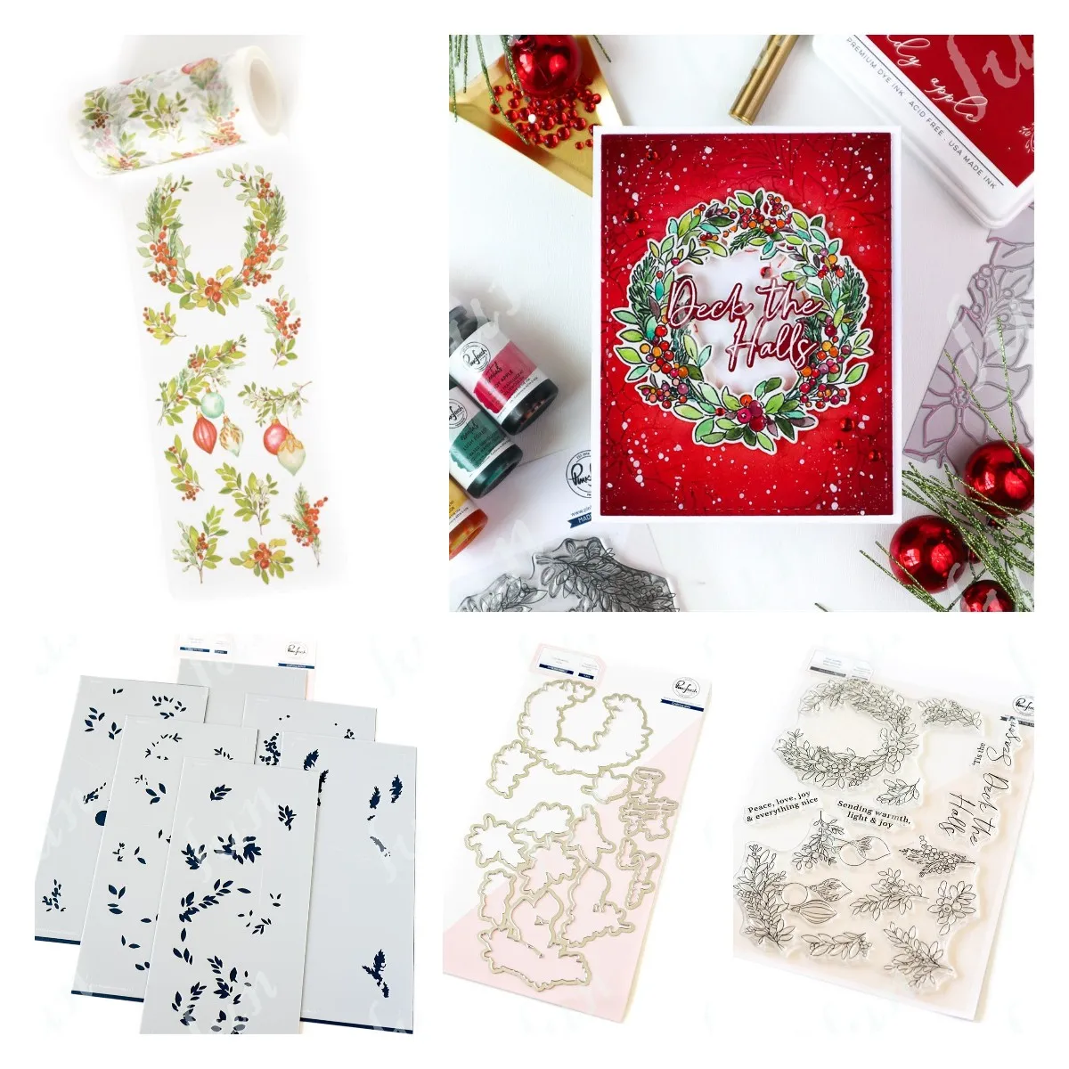 Nouveau ruban adhésif Washi Deck the Halls, tampons transparents, pochoirs de découpe en métal, pochoirs de dessin, bricolage, scrapbooking, cartes, papier, fait main