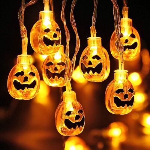 Halloween-Lichterkette, 40 LEDs, orangefarbene Kürbisse, Jack-O-Laterne, 6 m,