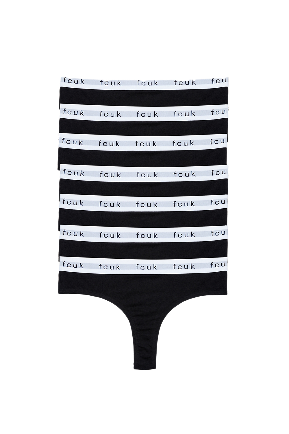 French Connection Womens Black 7 Pack Cotton Fcuk Ladies Thongs - Size Medium | French Connection Sale | Discount Designer Brands