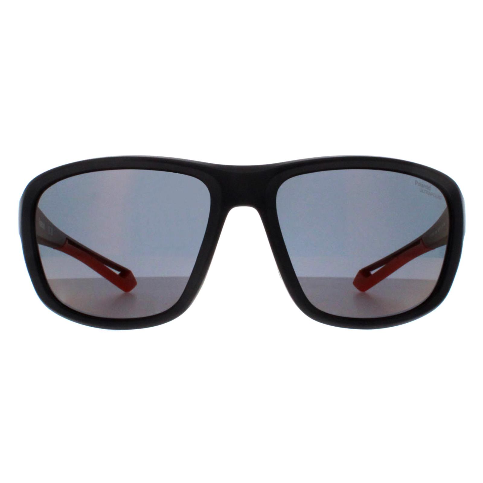 Polaroid Rechteck Unisex Schwarz Orange Rot Spiegel Polarisiert Hochkontrast PLD 7049/S Image