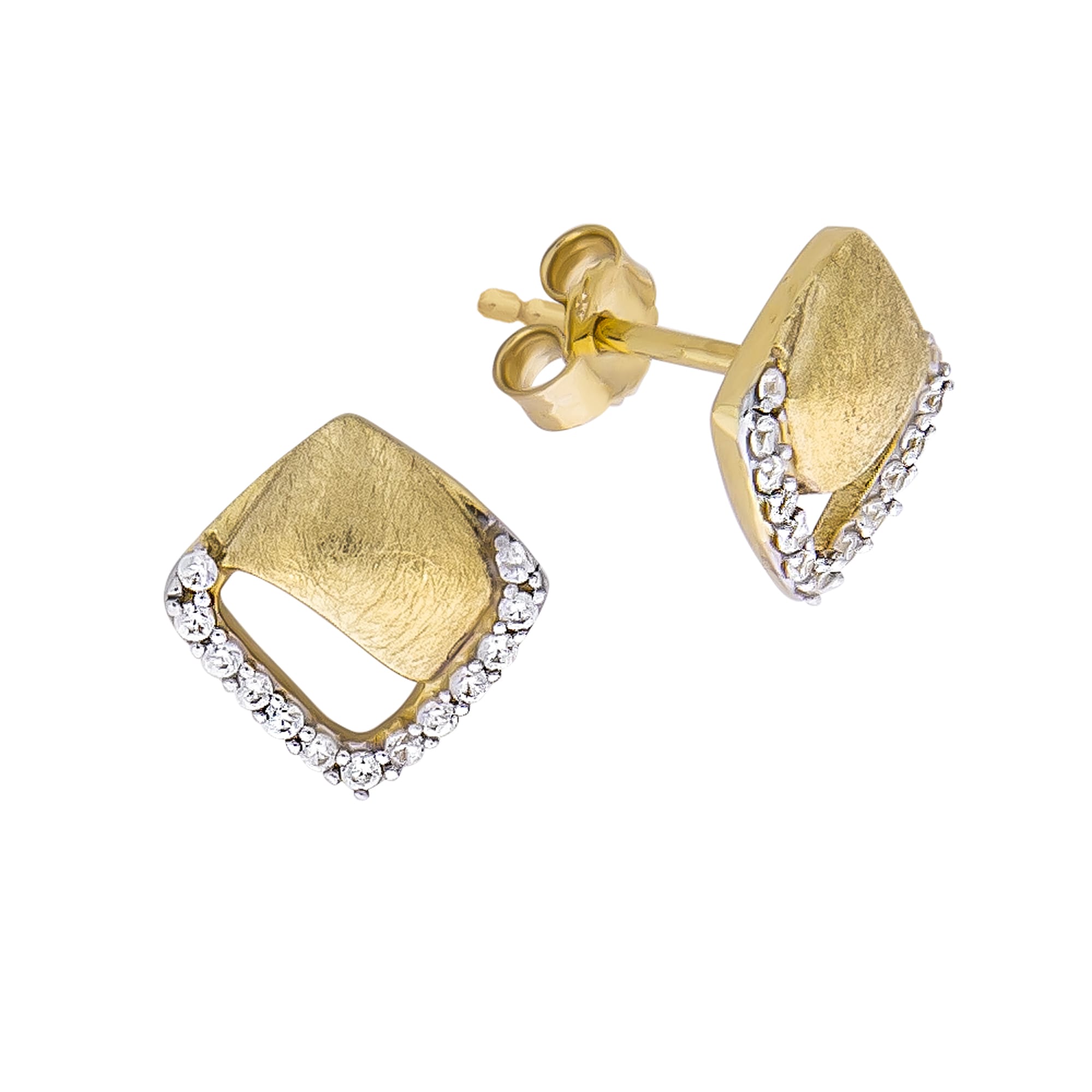 Paar Ohrstecker "585 Gelbgold Zirkonia", gelb (gelb, weiß), FASCINATION BY ELLEN K., Ohrringe, Damen, one-size, Gold