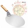 Sconto, Pala per pizza in acciaio inox con manico in legno, spingipizza per pietra pizza,