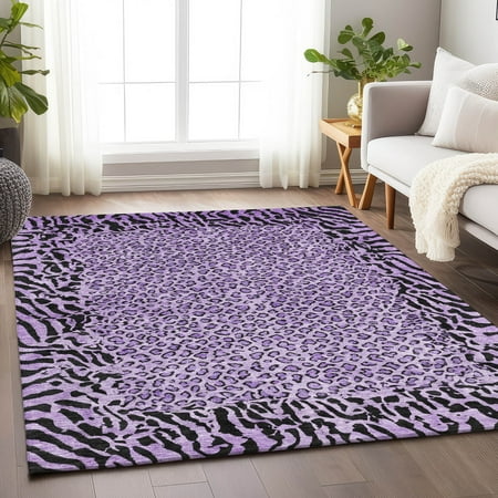 Addison Rugs Chantille Indoor/Outdoor Transitional Animal Skin Purple Washable Rectangle Rug 5 x 7 6