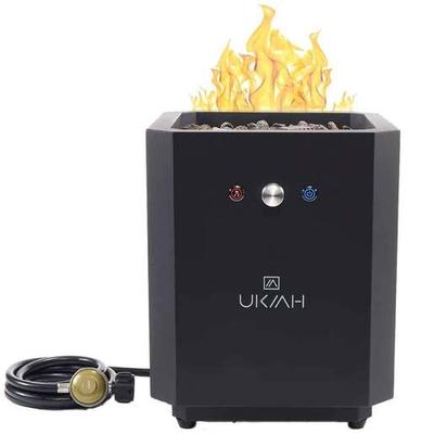 Ukiah Note Portable Gas Fire Pit with Sound System - Black