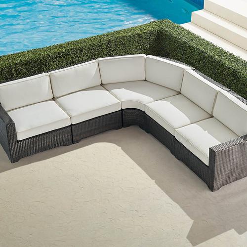 Palermo 5-pc. Curved Modular Set in Bronze Wicker - Standard, Coral/Red - Frontgate