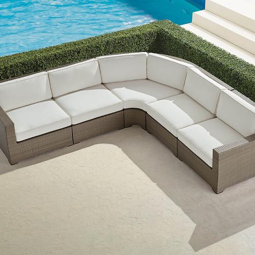 Palermo 5-pc. Curved Modular Set in Dove Wicker - Standard, Sailcloth Salt - Frontgate