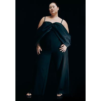 Plus Size Women's Big Bow Jumpsuit by ELOQUII in Black Onyx (Size 28)