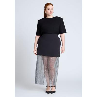 Plus Size Women's Sparkly Twofer Skirt by ELOQUII in Black Onyx (Size 32)