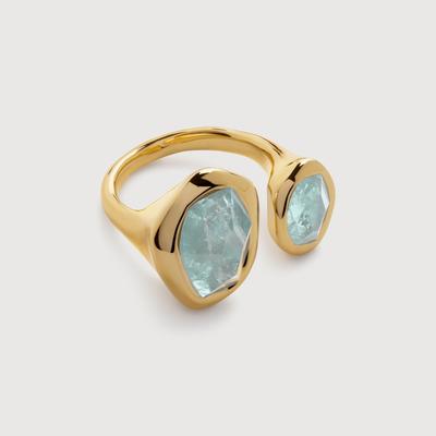 Gold Odyssey Gemstone Open Ring Aquamarine