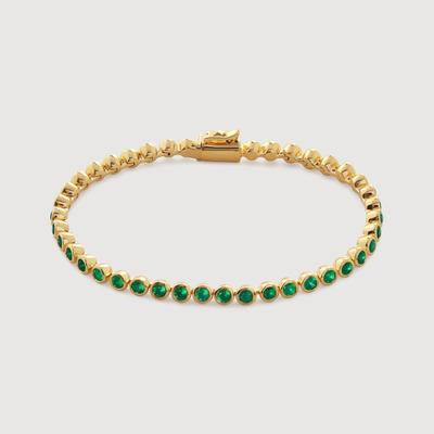 Gold Gemstone Essential Tennis Bracelet Green Onyx