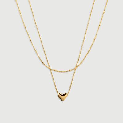 Heart and Beaded Chain Necklace Set