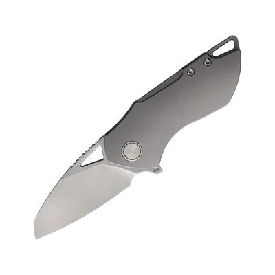 Grissom Knife & Tool Riverstone SW Folding Knife 4in Closed 2.75in Stonewash Bohler M390 Stainless Blade Stonewash Titanium Handle RIVERSTONE SW