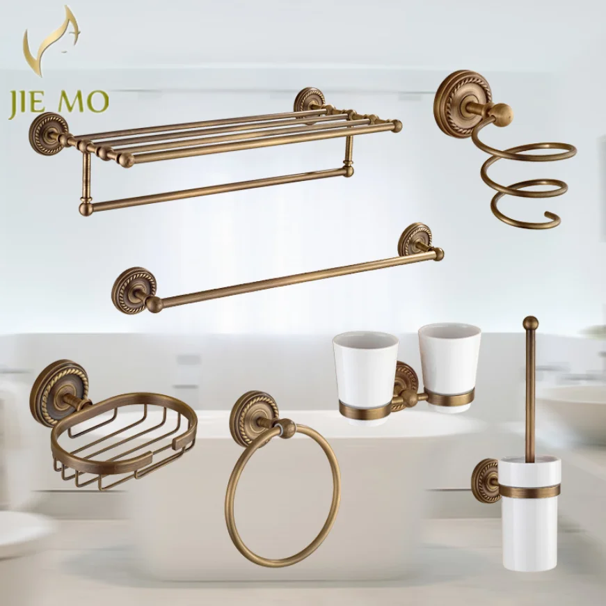 Antike Kupfer bad hardwares Bad Zubehör Bad Handtuch Regal Handtuch Bar Papier Halter Tuch Haken handtuch bar seife