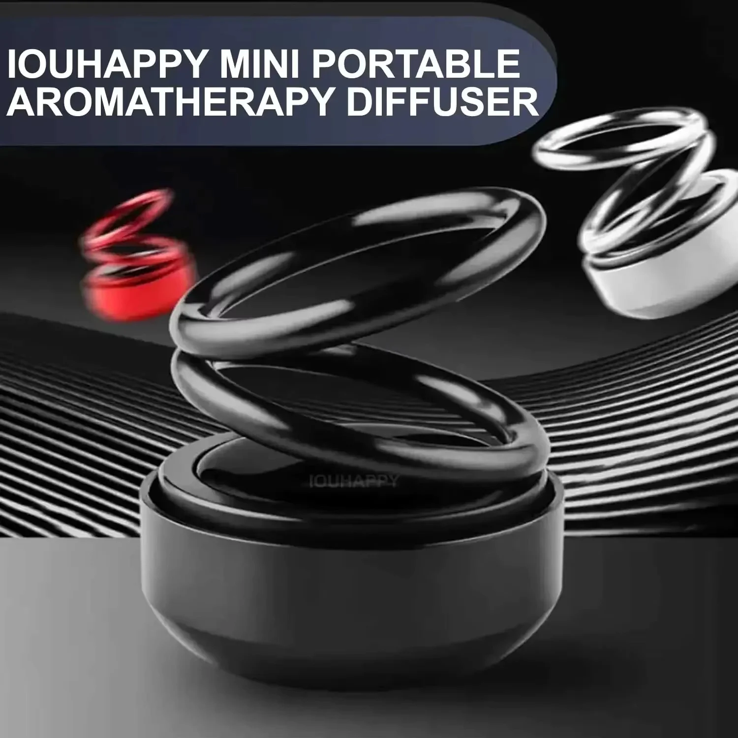 Auto Parfüm Diffusor Rotierenden Solar Lufterfrischer Doppel-ring Aromatherapie Diffusor Duft Auto Dekoration Innen Zubehör Image