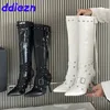 Mode Niet Damen Kniehohe Stiefel Mit Dünnen Fersen Weibliche Reißverschlüsse Schuhe Schuhe Spitz Frauen Lange Moderne Stiefel Schuhe