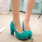 Big Size Spring Women Pumps Thick Block High Heel Suede Round Toe Autumn Office Dress Party Bridal
