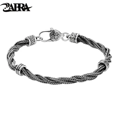 ZABRA S925 Silver Handmade Woven Bracelet for Men and Women, Vintage Handmade Jewelry