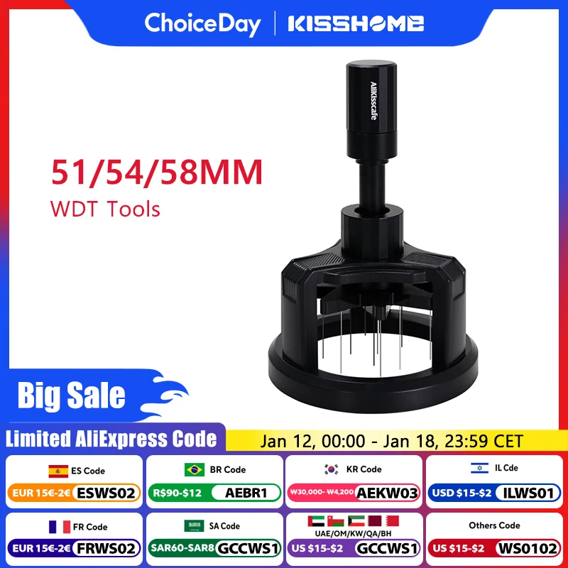 Alikisscafe Espresso Rührer Verteiler Werkzeug Rotary Kaffee Nadel Verteiler Für 51mm 53mm 58mm Siebträger Barista WDT Werkzeuge Image