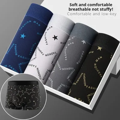 Mann Boxer Gedruckt Unterhose U Konvexen Höschen Männliche Mode Bequeme Shorts Herren Solide Image