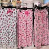 Sanrio Hello Kitty Weibliche Sommer Rosa Schläfrige Hosen Süße Y2K Niedlich Gedruckt Hause Hosen Lose Gerade Rohr Casual Hosen Geschenke