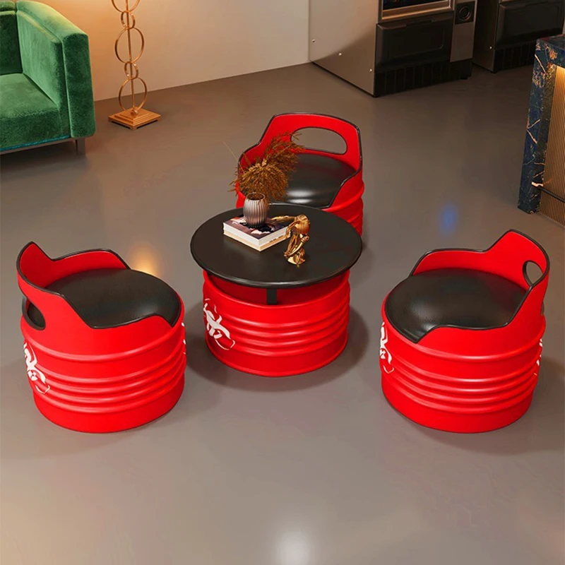 Iron Bar Furniture Sets Decorative Coffee Table and Chairs Modern Bar Stool 4 Person Backrest Chair Modern Living Room Furniture