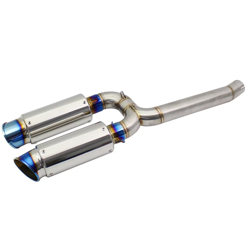 Für Yamaha FZ6N FZ6S FZ6 Motorrad Auspuff System Slip Auf Verbinden Mid Rohr mit 2PCS Auspuff Endrohr flucht Moto Image