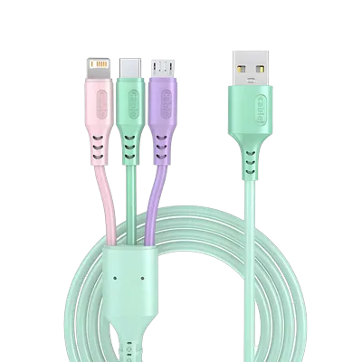 3 In 1 5A Charge Cable Cord For iPhone Xiaomi Samsung Micro USB Type C Charger Cable Multi Port Multiple Usb Charging Wire Line