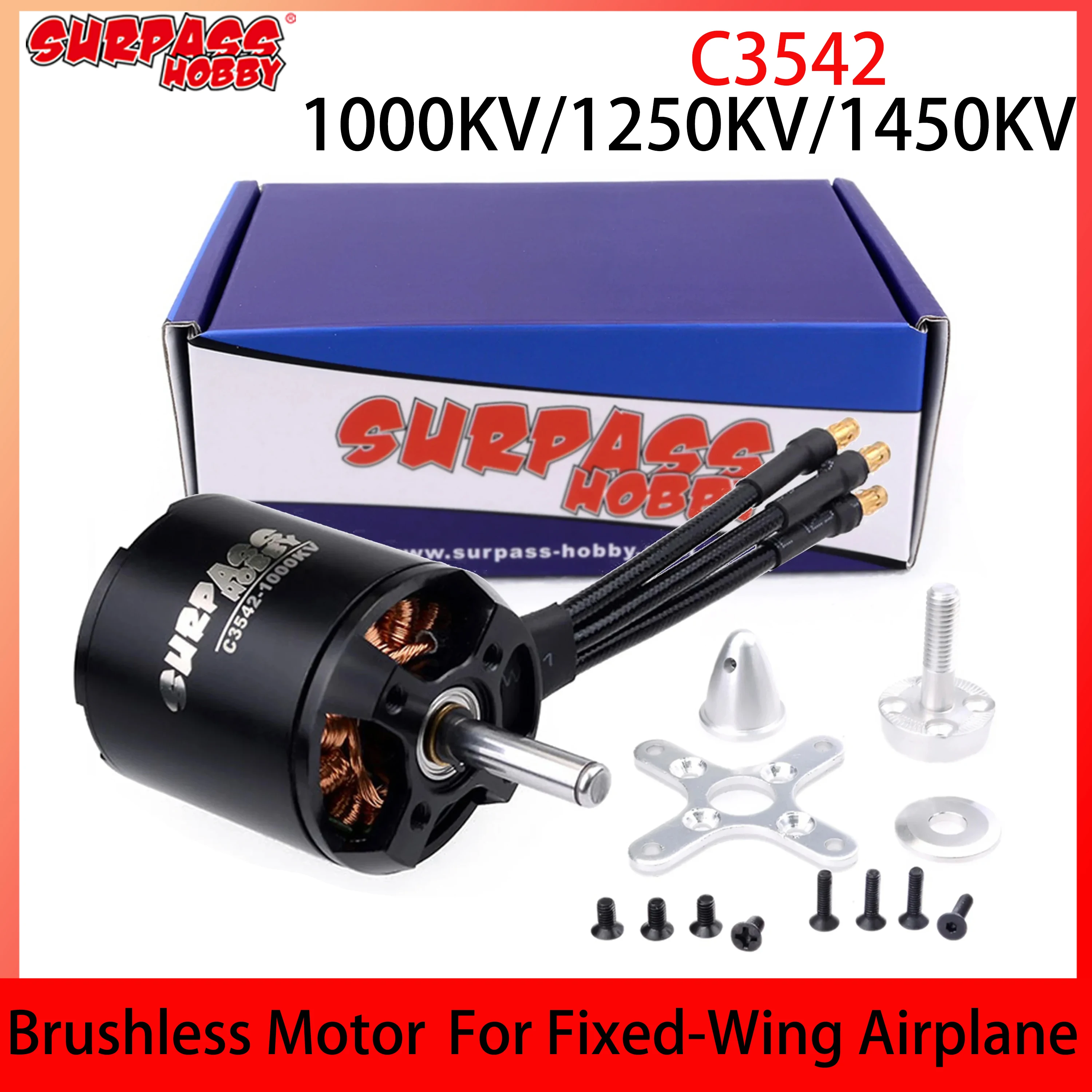 SURPASS HOBBY C3542 Brushless Motor 1000KV 1250KV 1450KV 2820 14-Polig für FPV-Flugzeuge, Starrflügler, RC-Flugzeuge und Helikopter